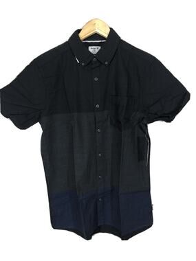 Hurley Shirt Mens Small Color Block Short Sleeve Black Blue Cotton N71